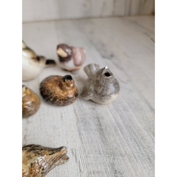 Bird mini‎ ceramic brown figure animal Robin xmas set decor - Picture 3 of 5